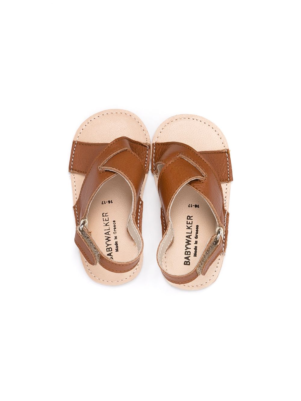 Shop Babywalker Crossover-strap Leather Sandals In Brown