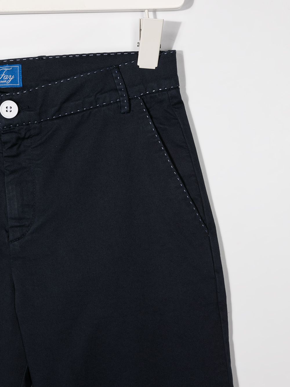 Shop Fay Contrast-stitching Cotton Shorts In Blue