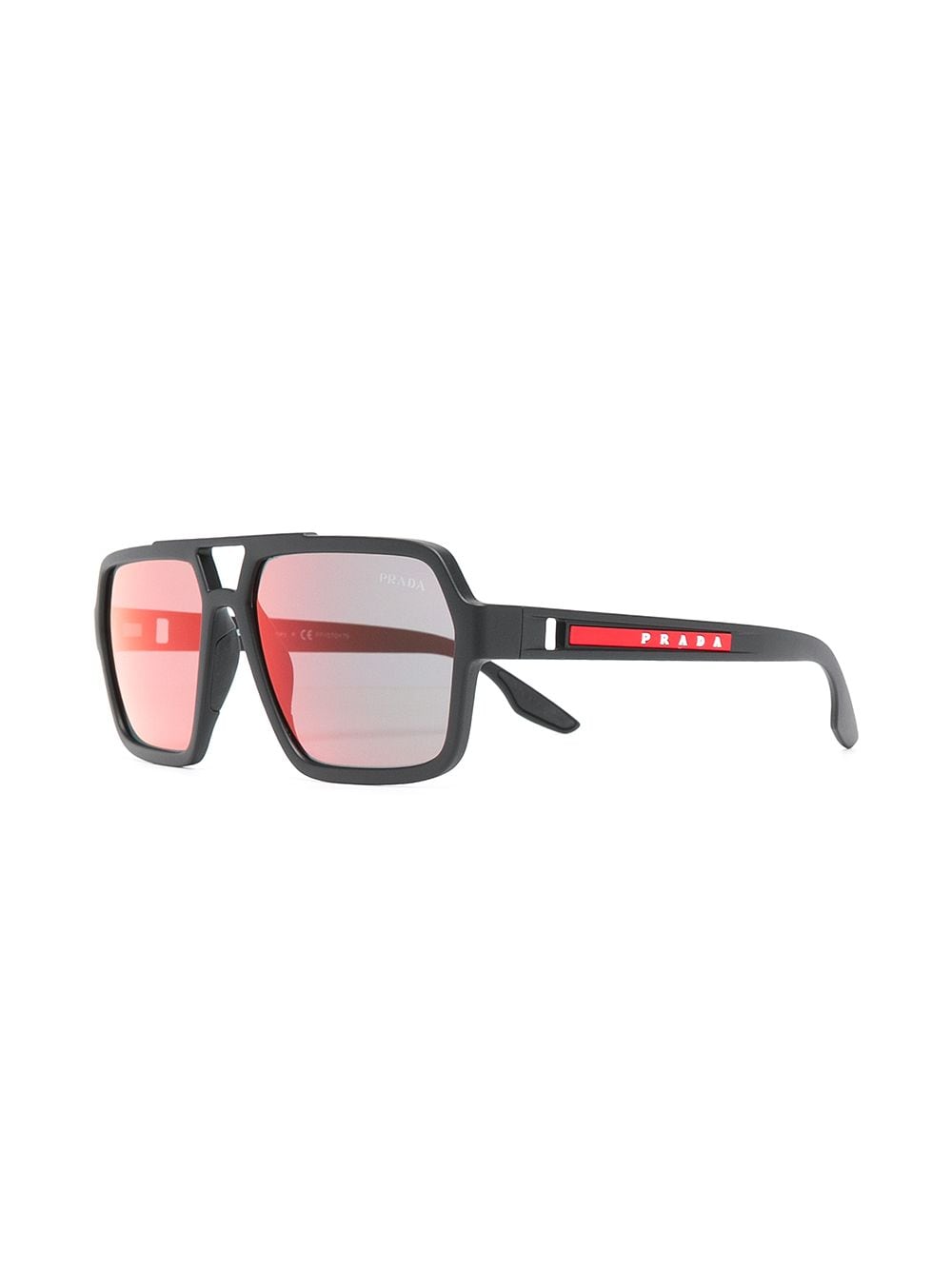 Shop Prada Tinted Navigator Sunglasses In Black