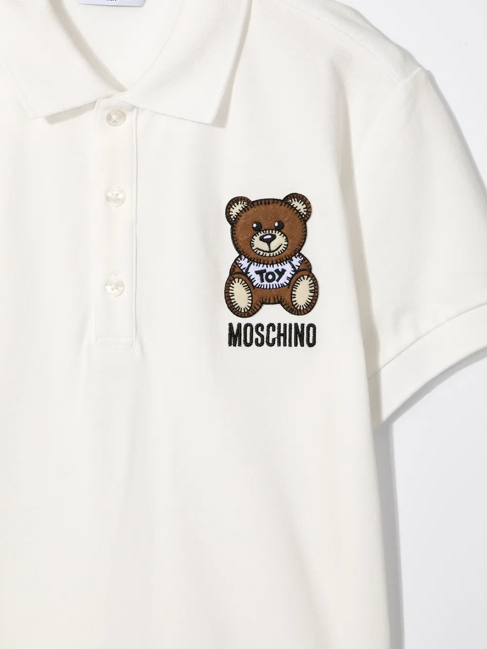 фото Moschino kids рубашка поло с вышивкой