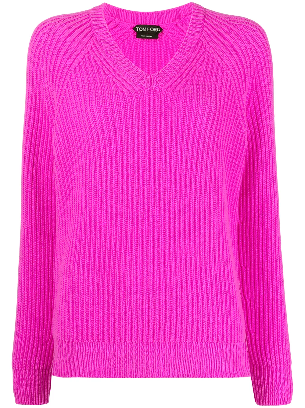 Tom Ford V-neck Ribbed-knit Cashmere Jumper In Pink