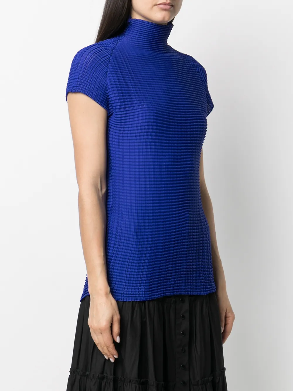 фото Issey miyake плиссированный топ с высоким воротником