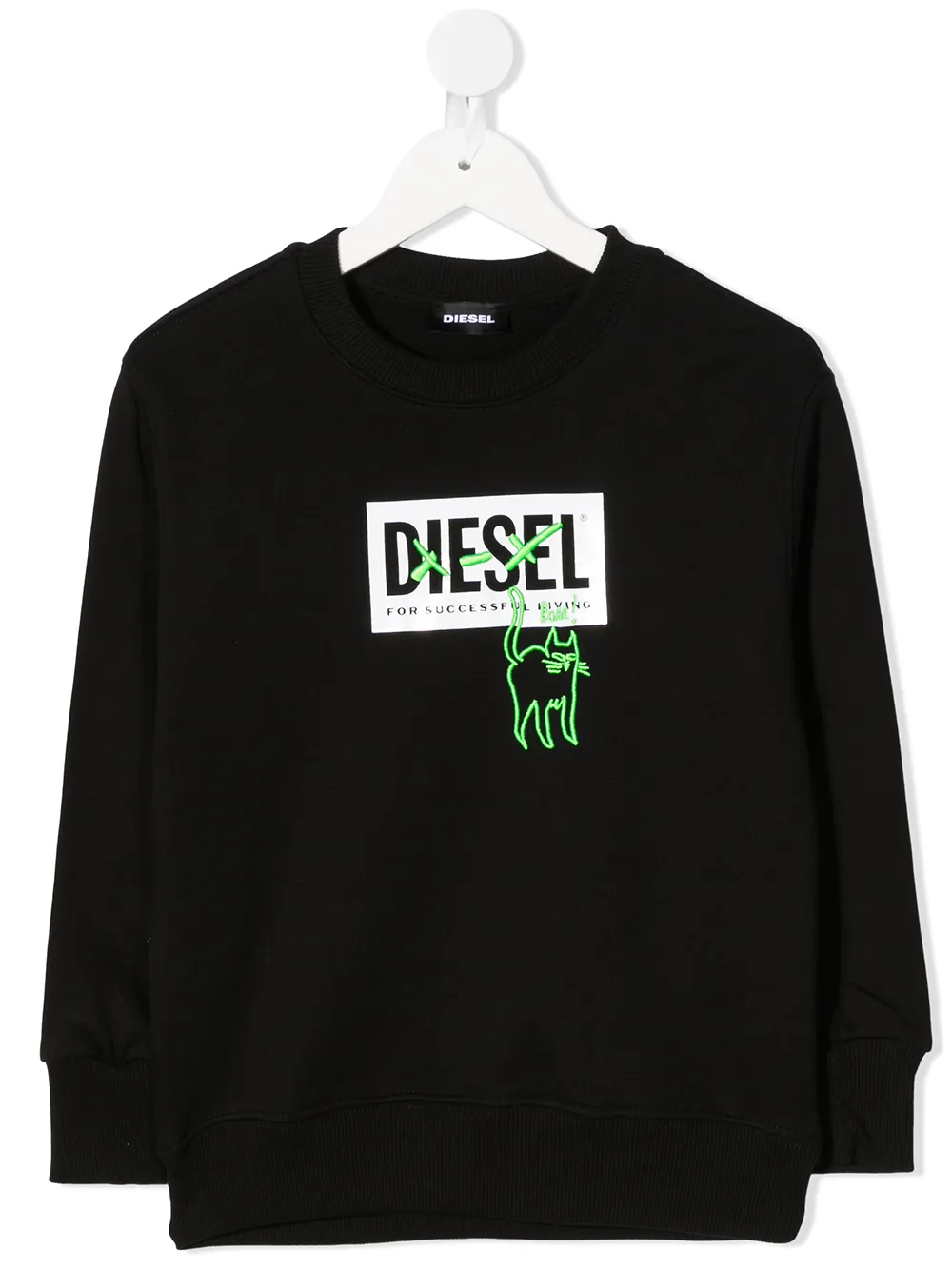 фото Diesel kids толстовка с логотипом и вышивкой