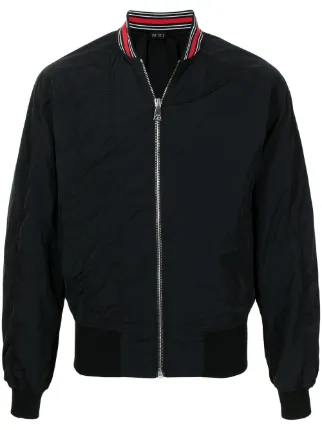 Shop Nº21 striped-collar bomber jacket 