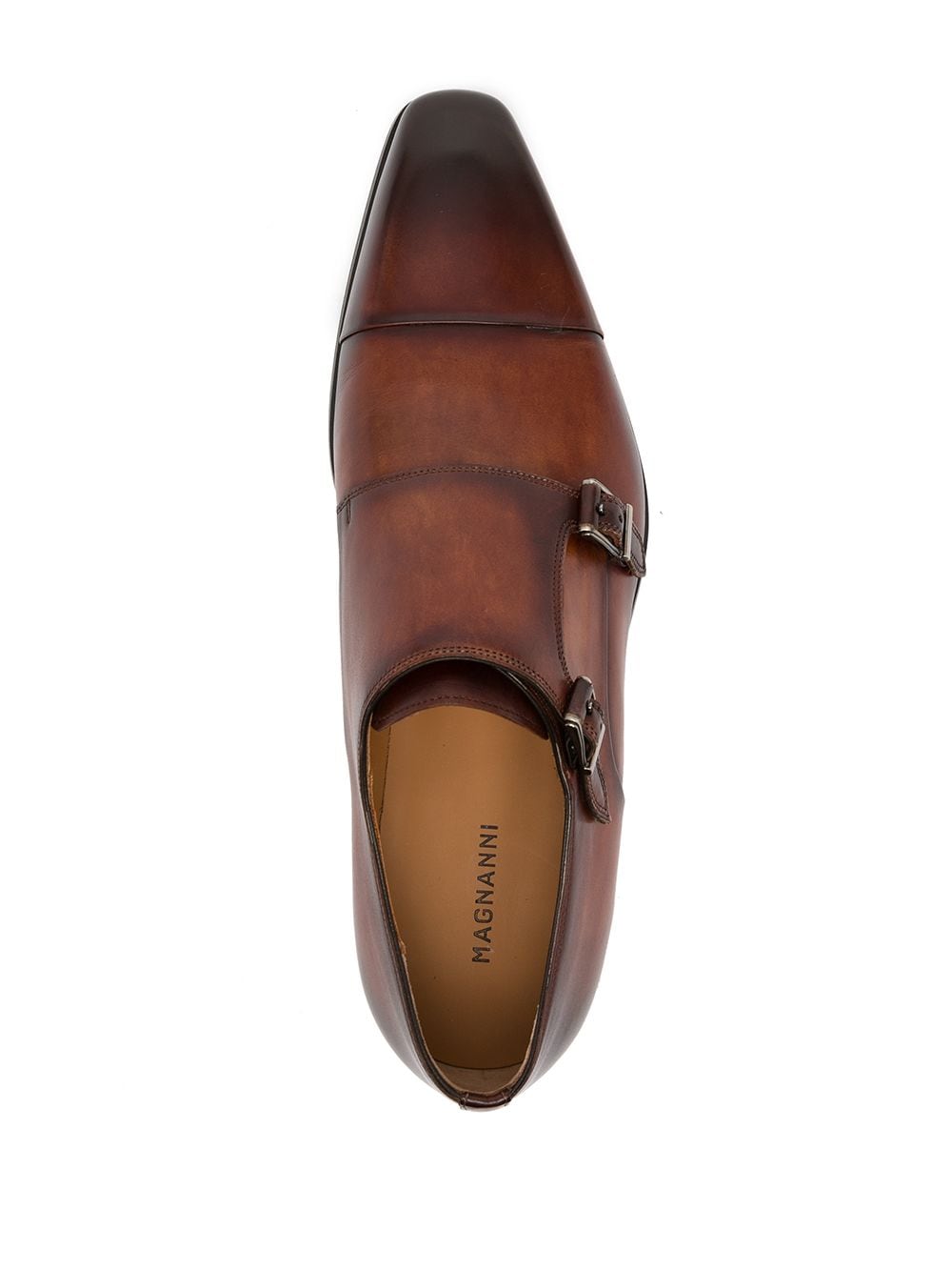 Shop Magnanni Double-buckle Monk Shoes In Brown