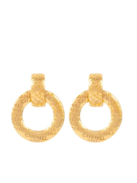 CHANEL Pre-Owned 1980s logo-engraved clip-on earrings