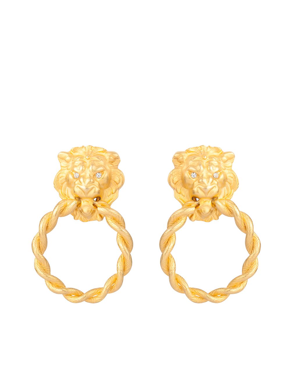 фото Susan caplan vintage 1980s lion head clip-on earrings