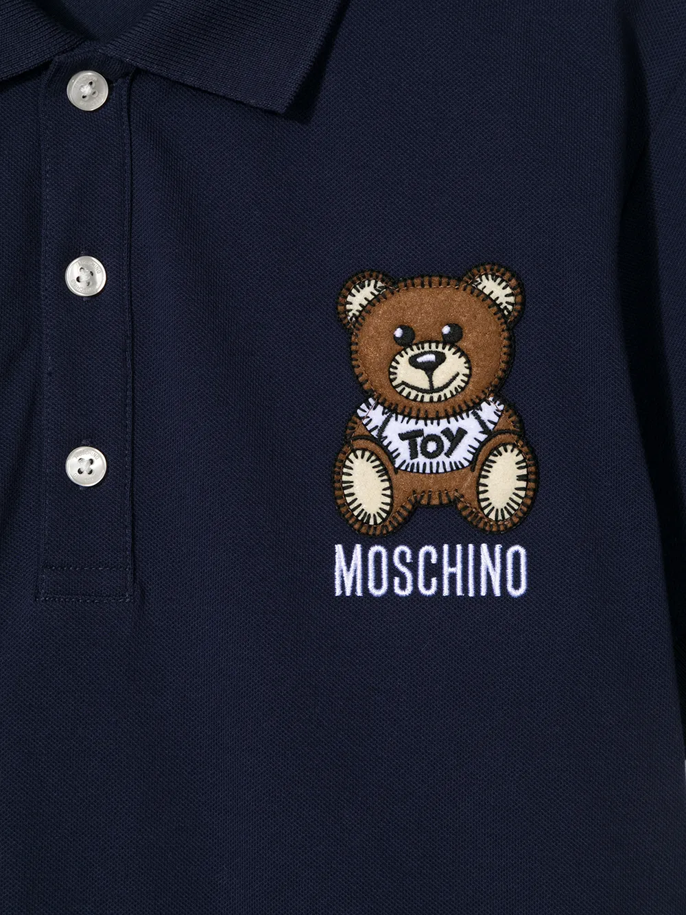 фото Moschino kids рубашка поло с вышивкой teddy bear