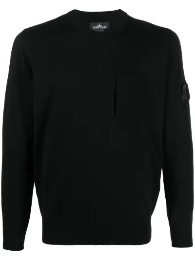 fine-knit logo-patch jumper | Stone 