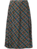 Saint Laurent Pre-Owned plaid pleated skirt - Blue