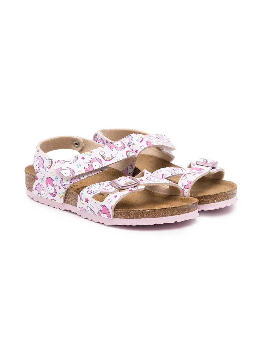 Birkenstock Unicorn-print Leather Sandals In Rosa