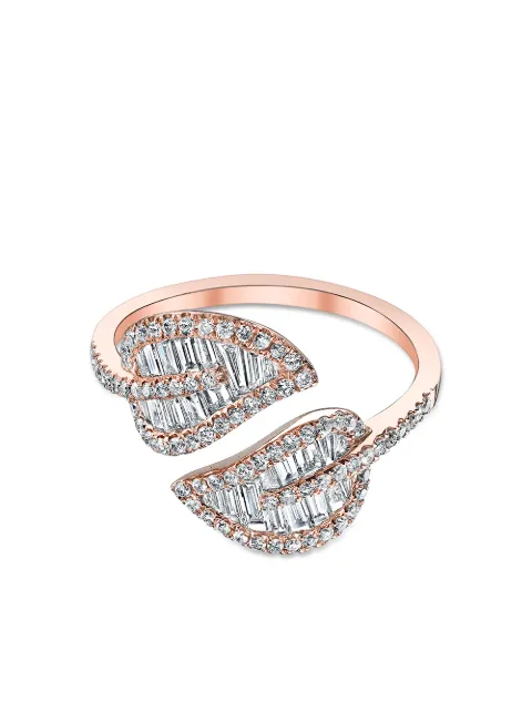 Anita Ko anillo pequeño con diseño de hojas en oro rosa de 18kt con diamantes