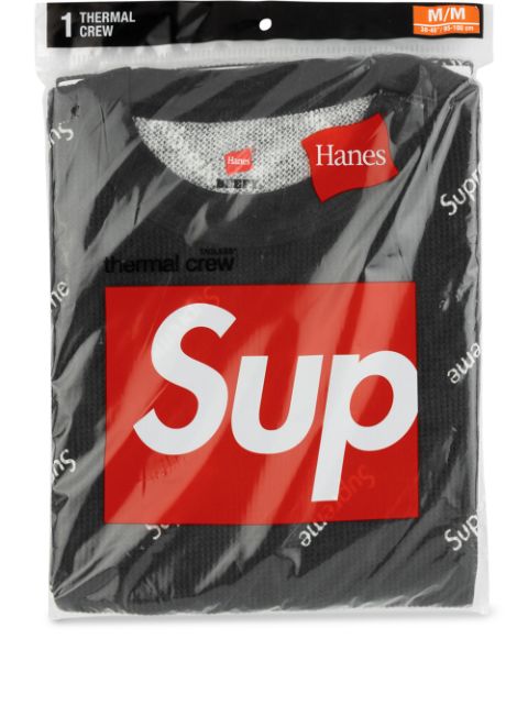 supreme hanes thermal crew black