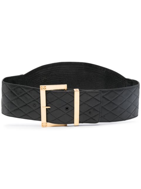 HOT SALE CHANEL diamond-quilted buckle belt Women