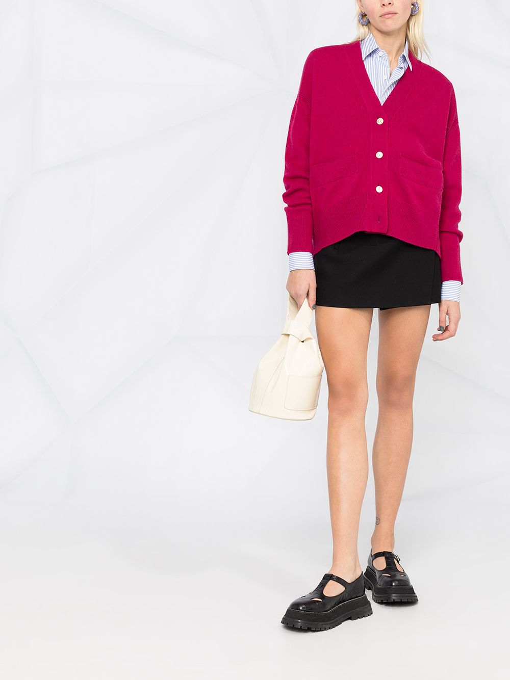Shop Barrie Rib-trimmed Cashmere Cardigan In Pink