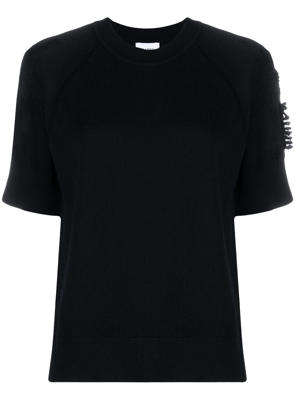 Barrie Short-sleeved Cashmere Top In Black