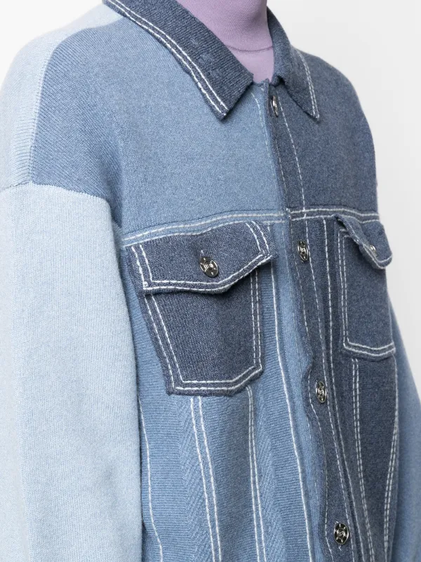 Barrie colour-block Knit Denim Jacket 