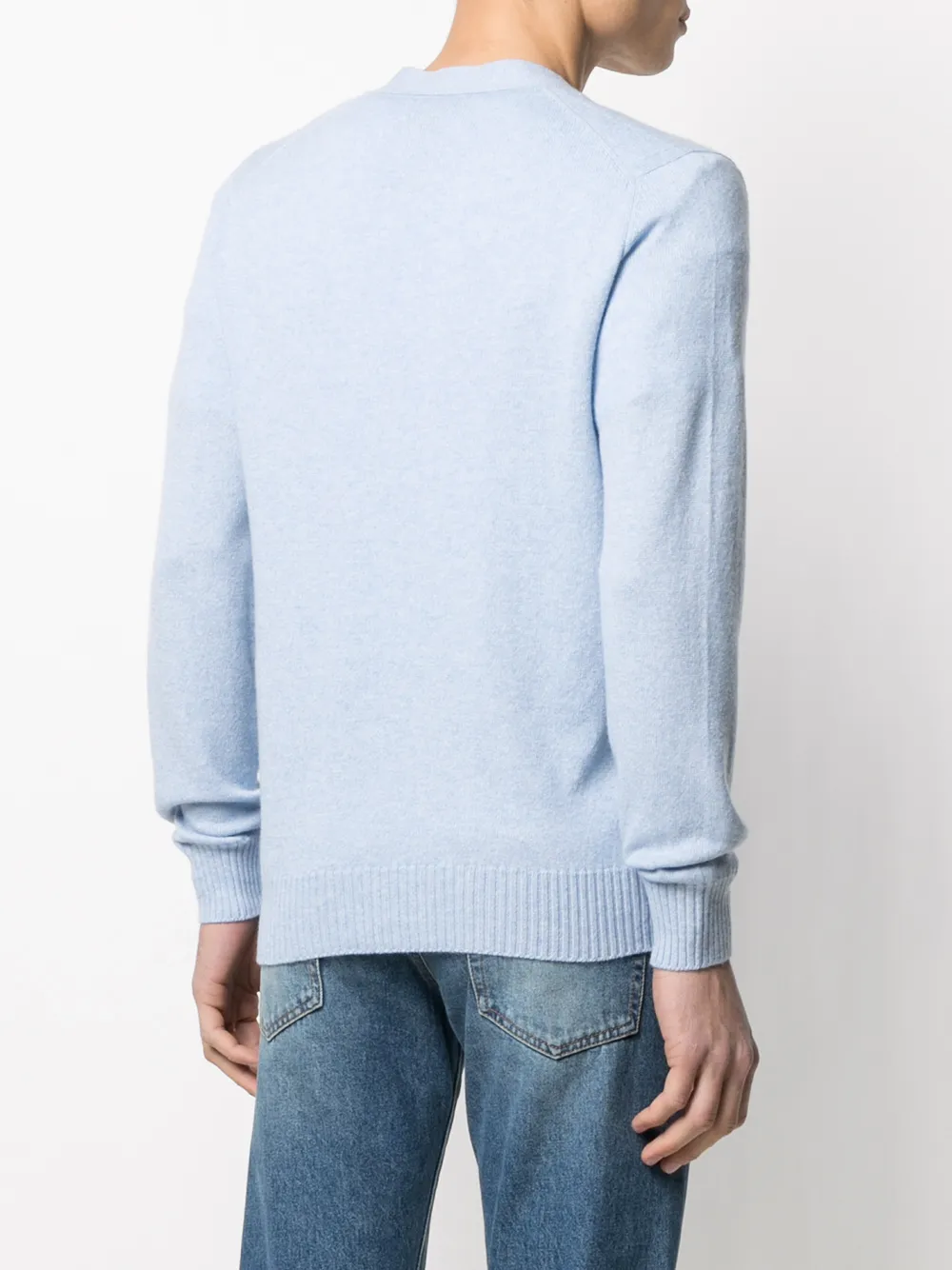 Shop Barrie Logo Appliqué Cashmere Cardigan In Blue