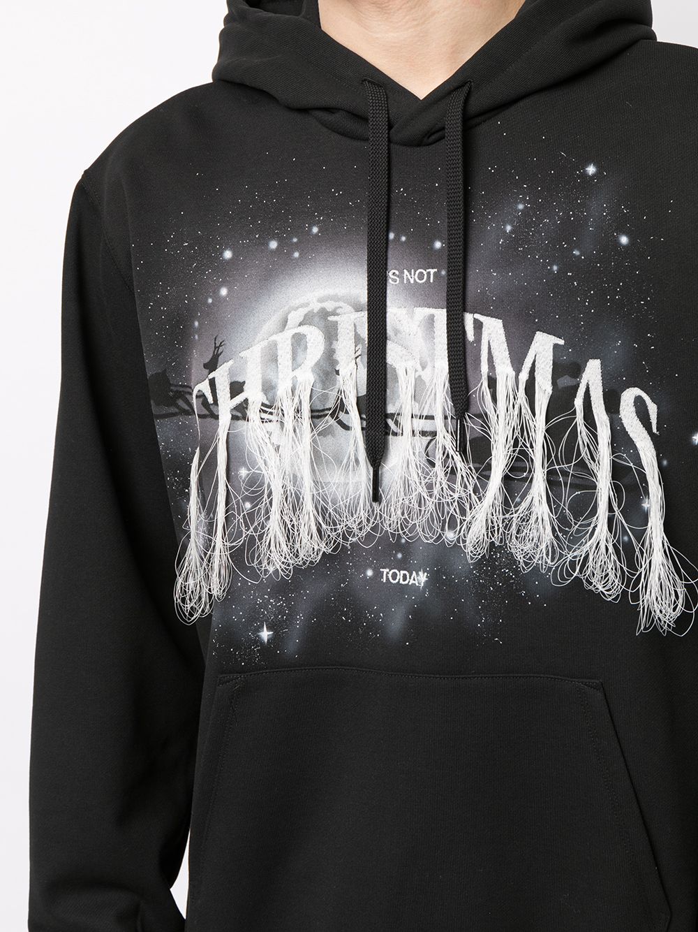 Shop Doublet Graphic-print Fringed Hoodie In Black
