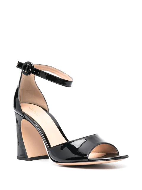 Navy Blue Satin Block Heel Sandals with FLORAL RHINESTONES on Upper Strap | Bridesmaid shoes 