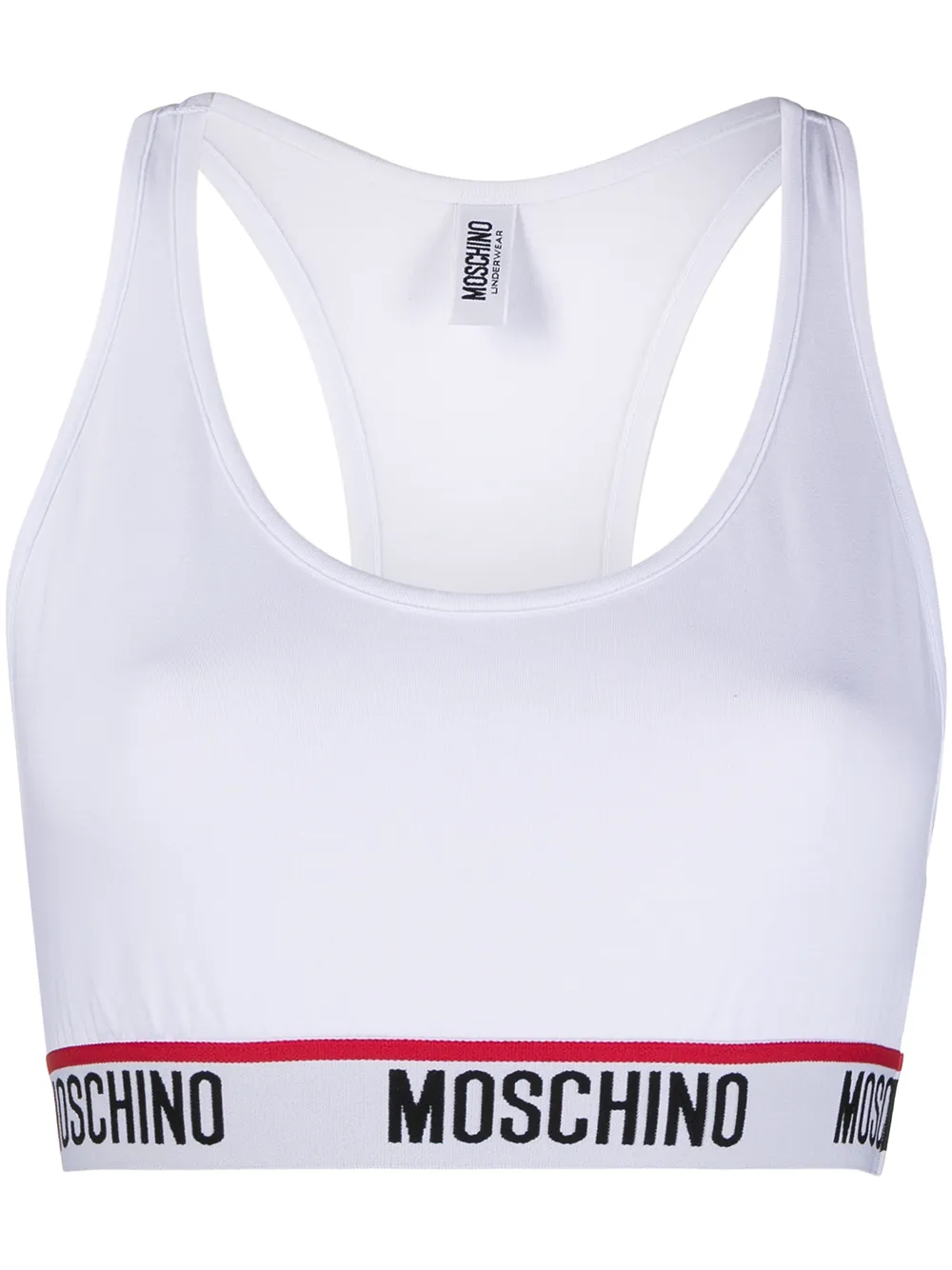 фото Moschino укороченный топ вязки интарсия с логотипом