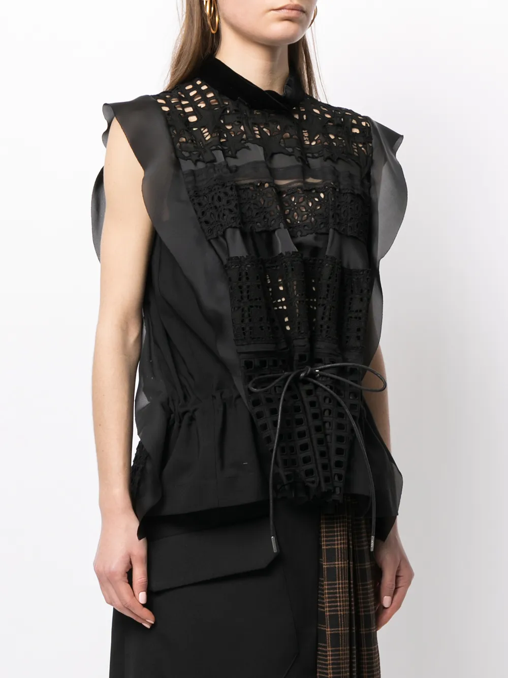 sacai Blouse met borduurwerk Zwart
