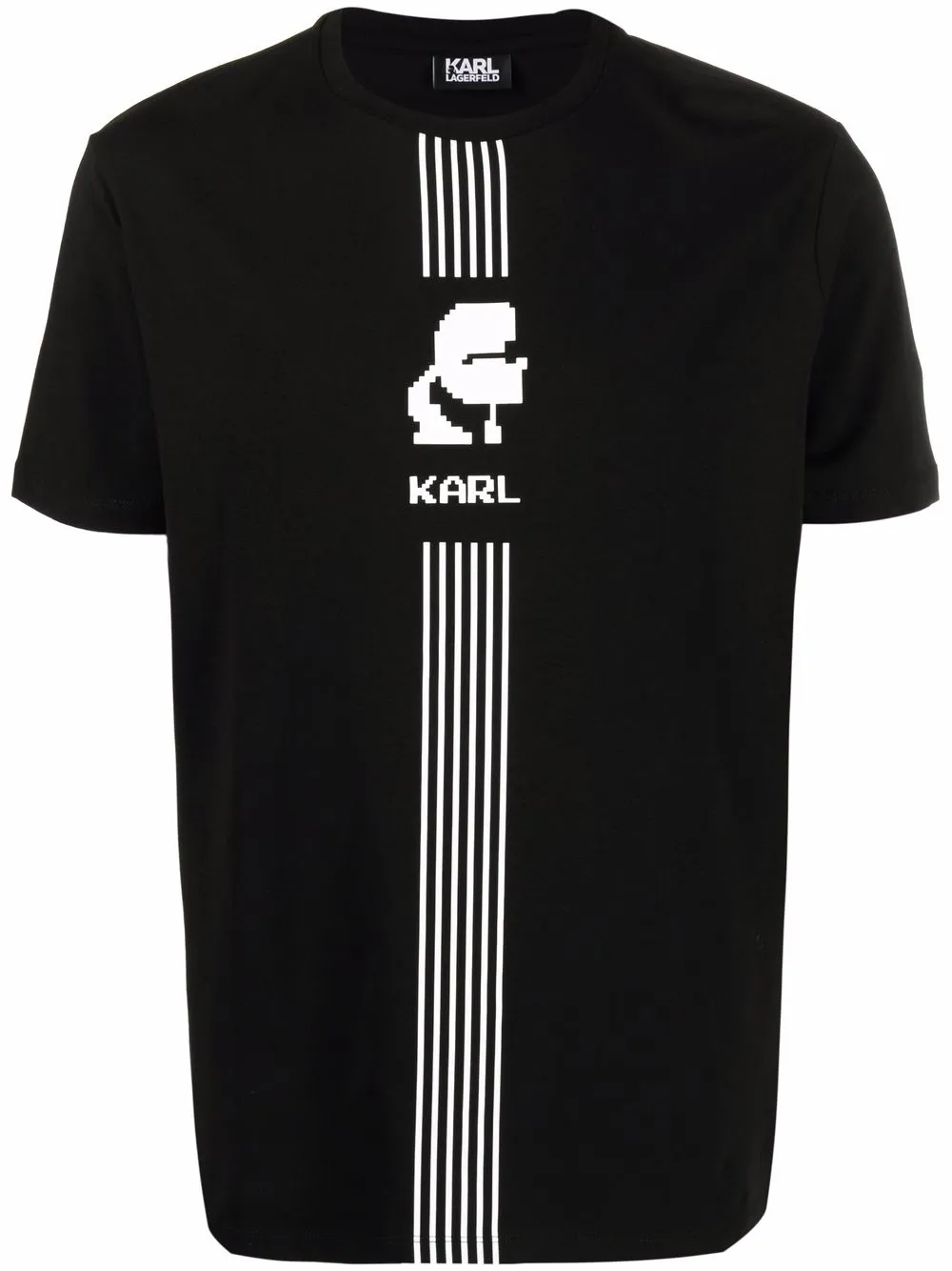 Karl Lagerfeld Pixel-logo Print Stretch-cotton T-shirt In Black