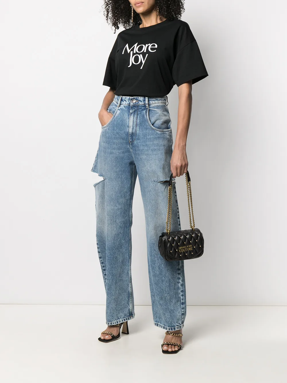 фото Versace jeans couture стеганая сумка через плечо с металлическим логотипом