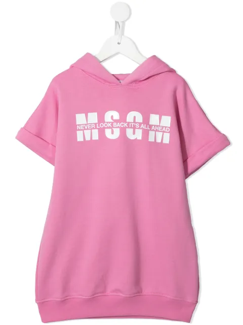 MSGM Kids logo print hooded dress