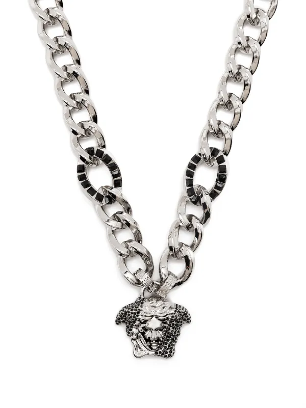 versace silver necklace