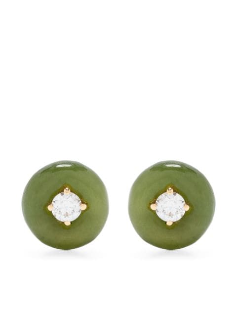 Fernando Jorge 18kt yellow gold medium Orbit diamonds and jade earrings