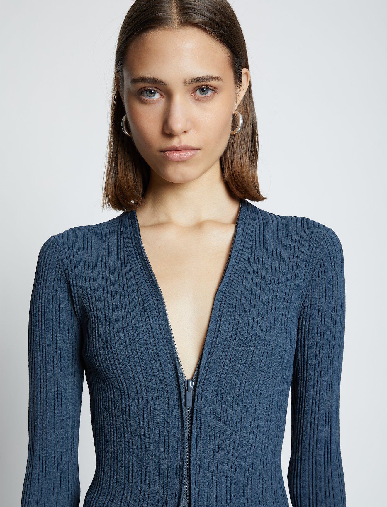 Rib Knit Zip Cardigan #4