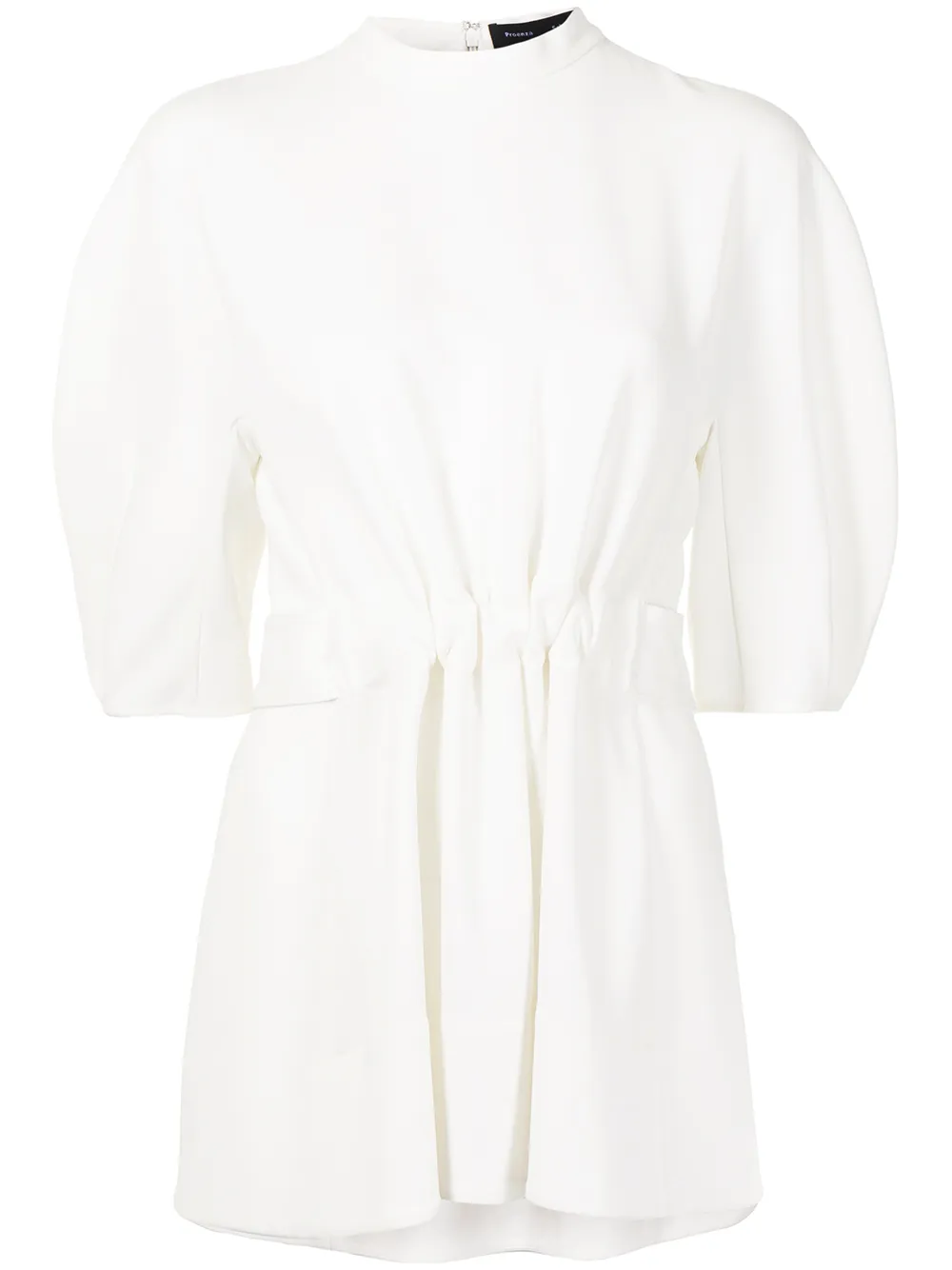 mock-neck belted blouse