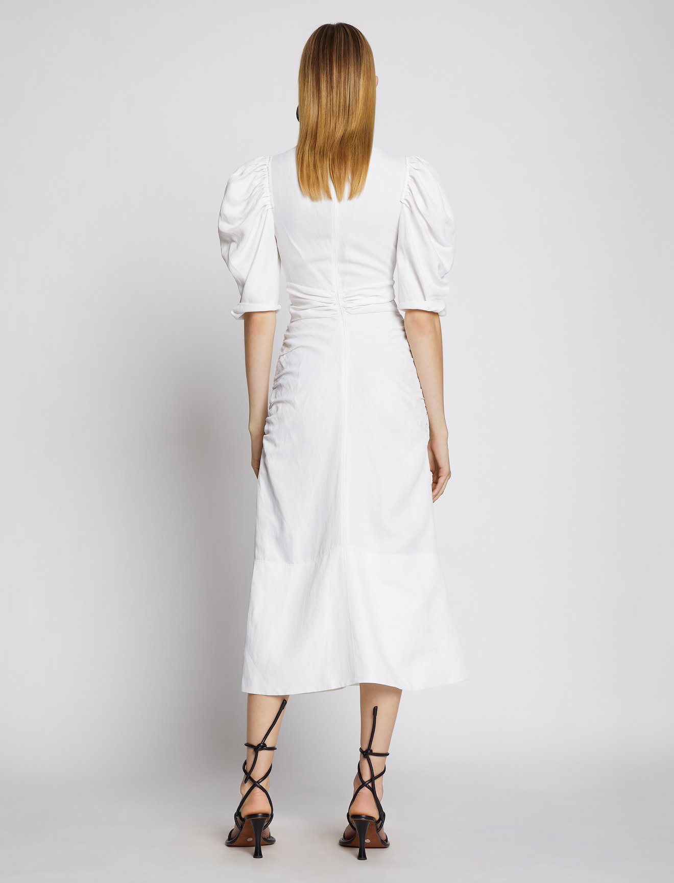 Linen Viscose Shirred Sleeve Dress #2