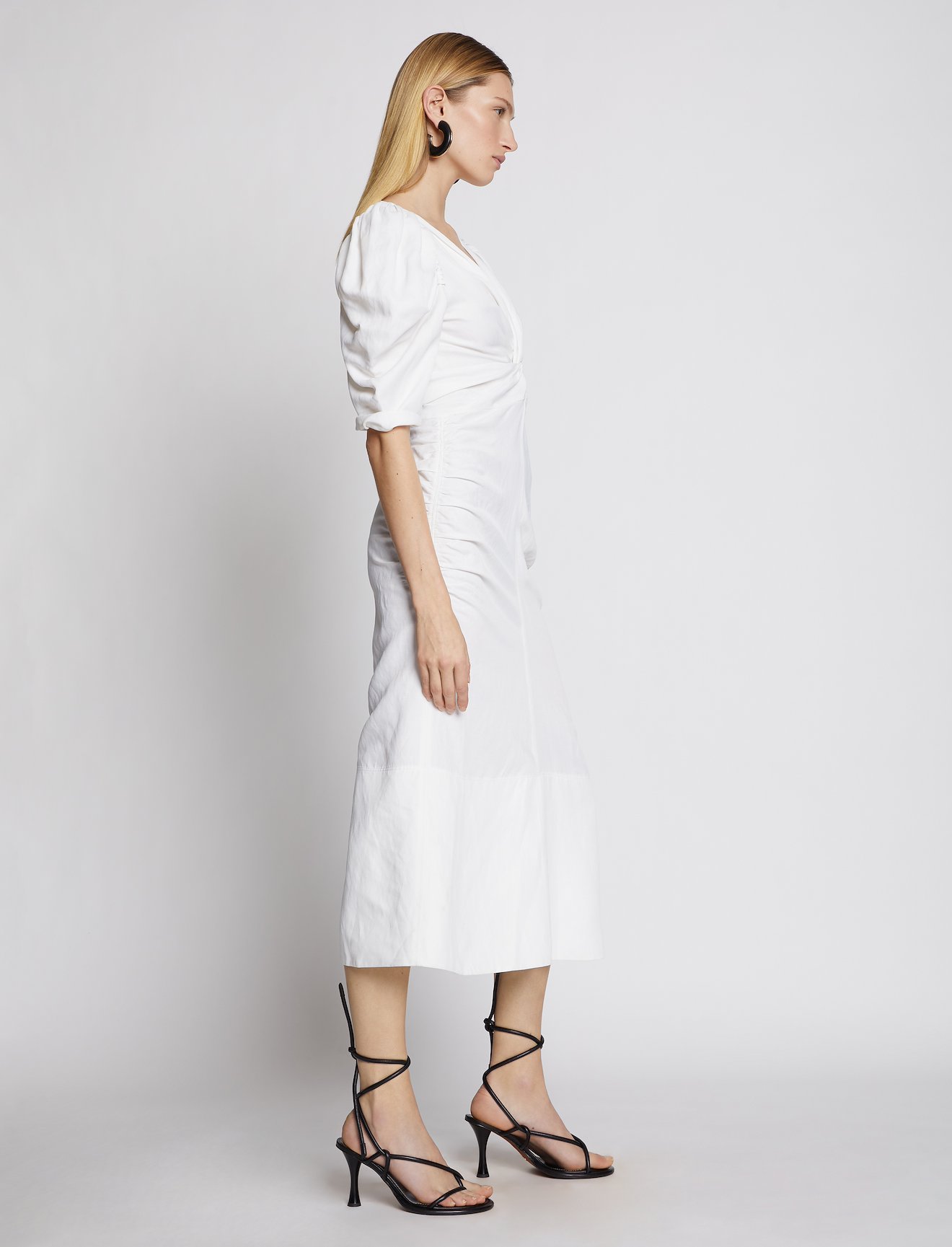Linen Viscose Shirred Sleeve Dress #1