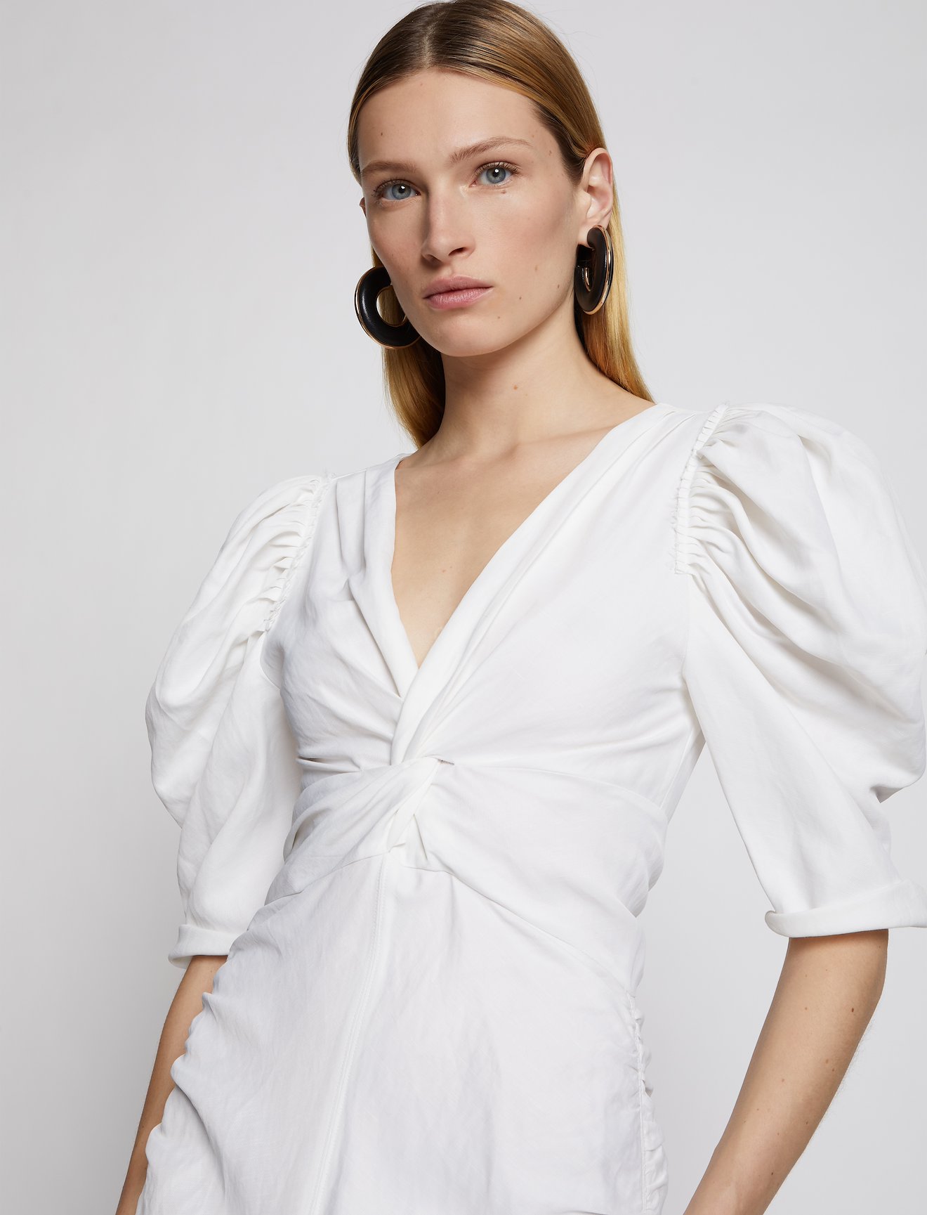 Linen Viscose Shirred Sleeve Dress #3