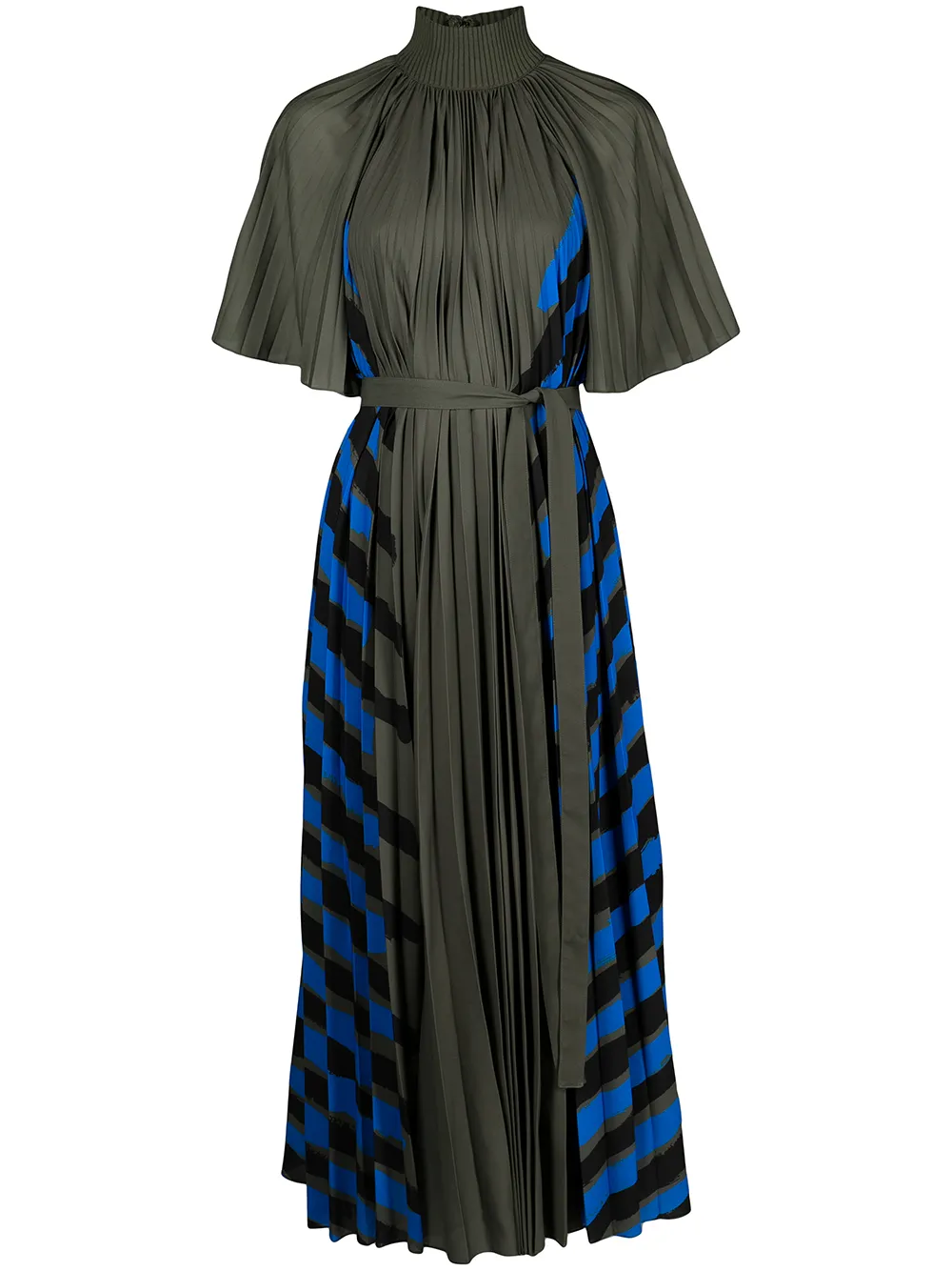 

Proenza Schouler vestido plisado con detalle a rayas - Verde