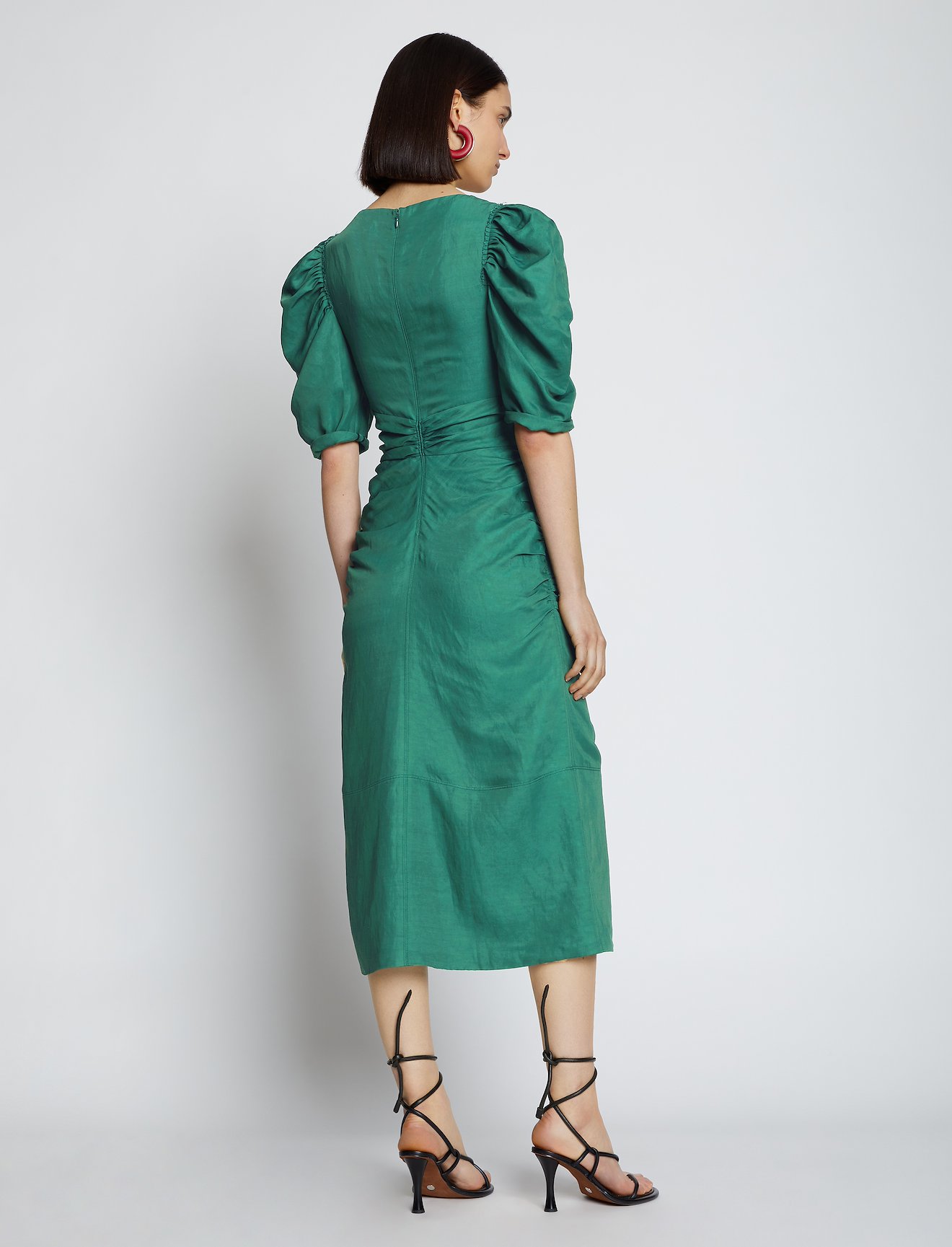 Linen Viscose Shirred Sleeve Dress #2