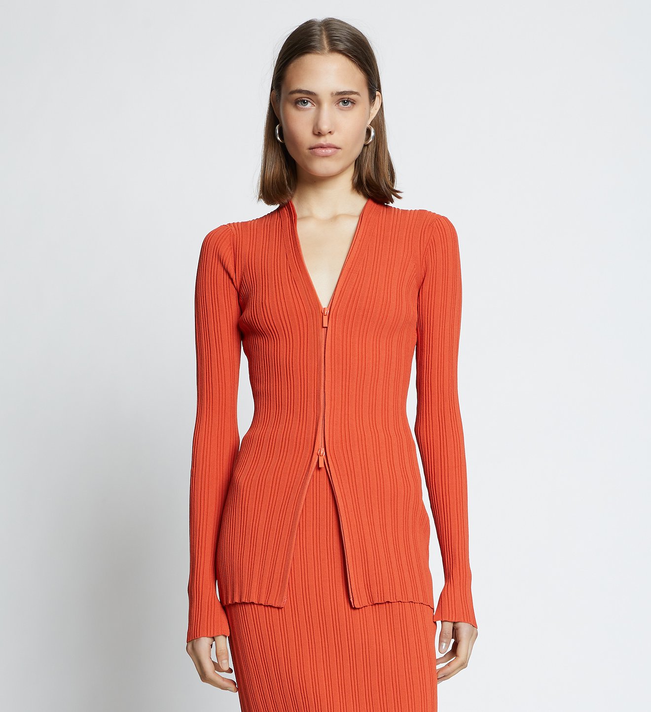 Rib Knit Zip Cardigan
