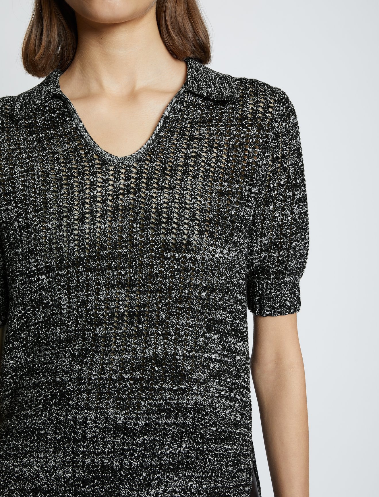 Cotton Silk Pique Knit Polo Top in black | Proenza Schouler