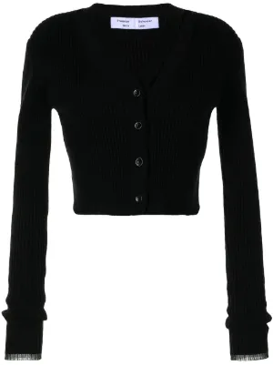 white knitted cropped cardigan