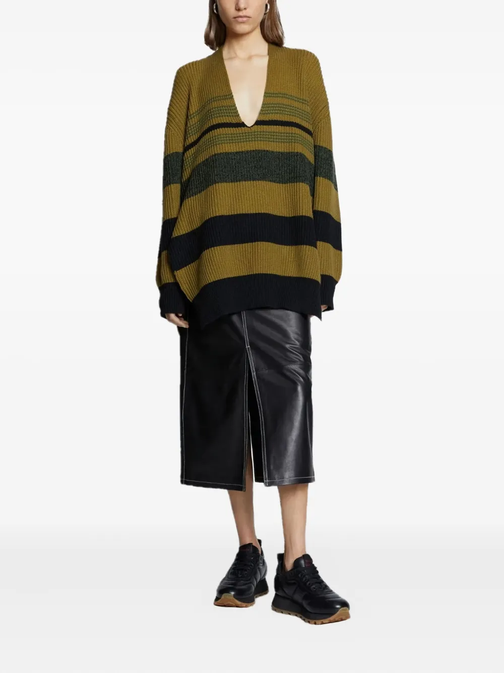 Proenza Schouler White Label horizontal-stripe V-neck jumper | Knitted Sweaters | Image 2