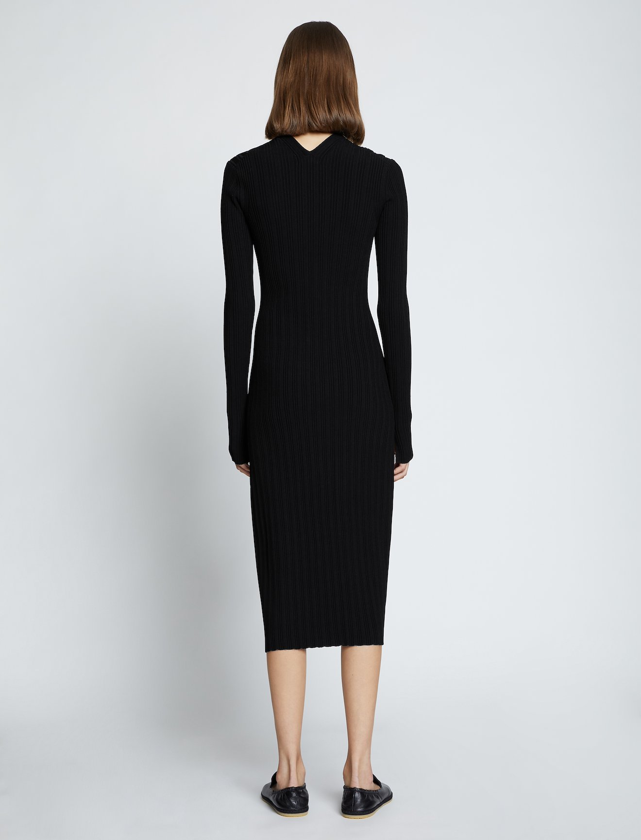 Rib Knit Zip Cardigan Dress in black | Proenza Schouler