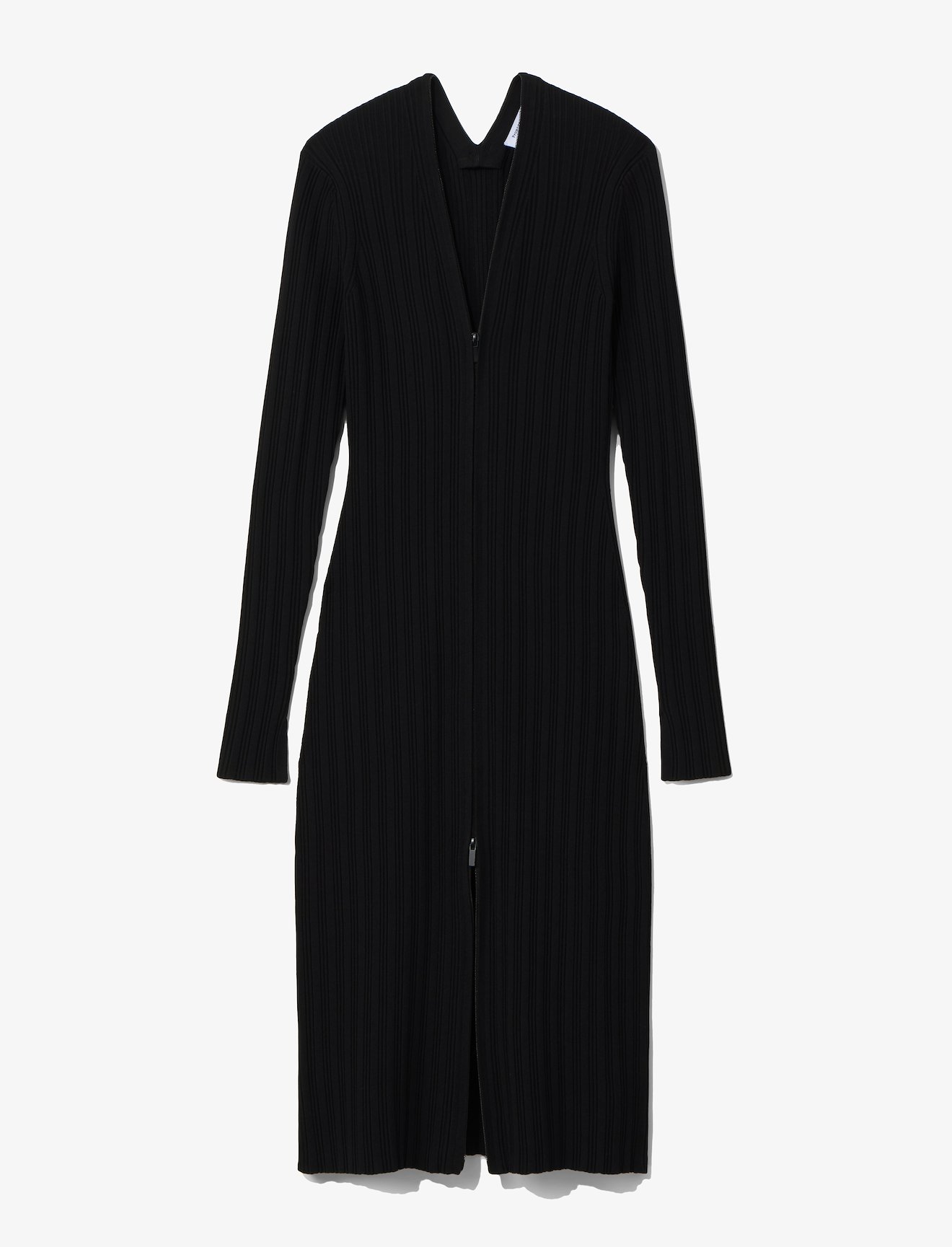 Rib Knit Zip Cardigan Dress in black | Proenza Schouler