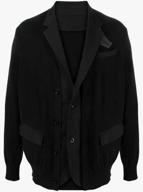 sacai كارديغان بطبقات وزر أمامي