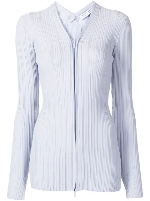 Proenza Schouler White Label معطف تصميم كارديغان بحياكة مضلعة وسحاب