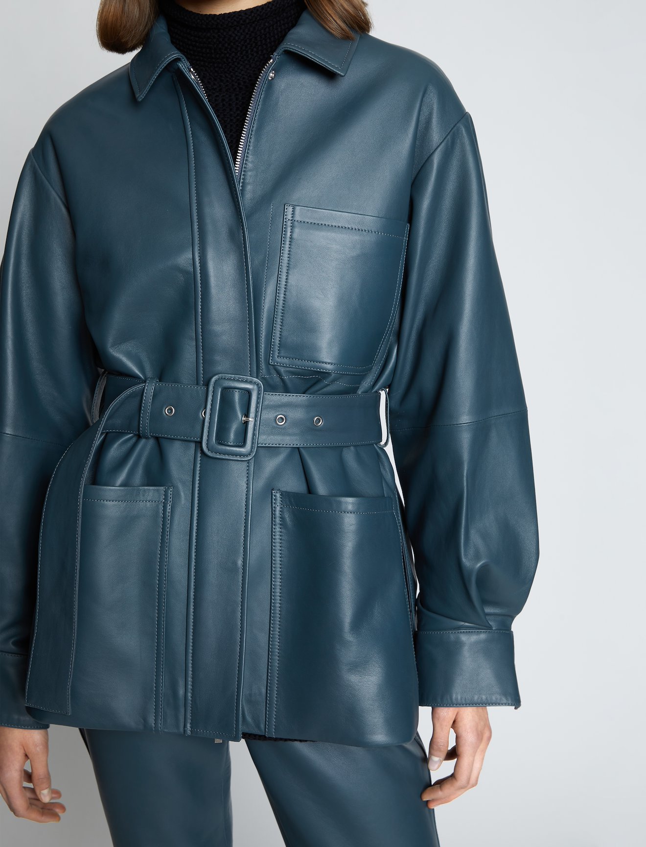 Leather Belted Jacket #4