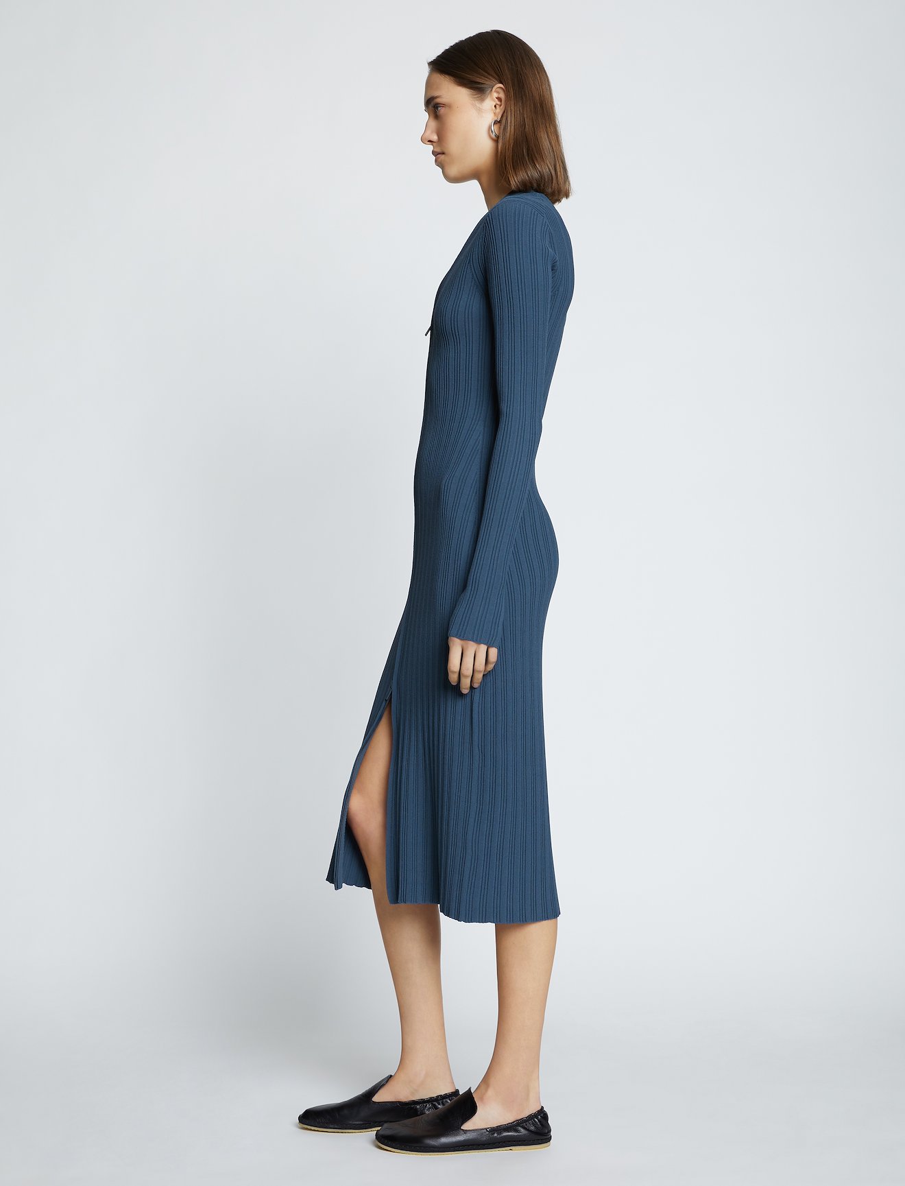 Rib Knit Zip Cardigan Dress #1