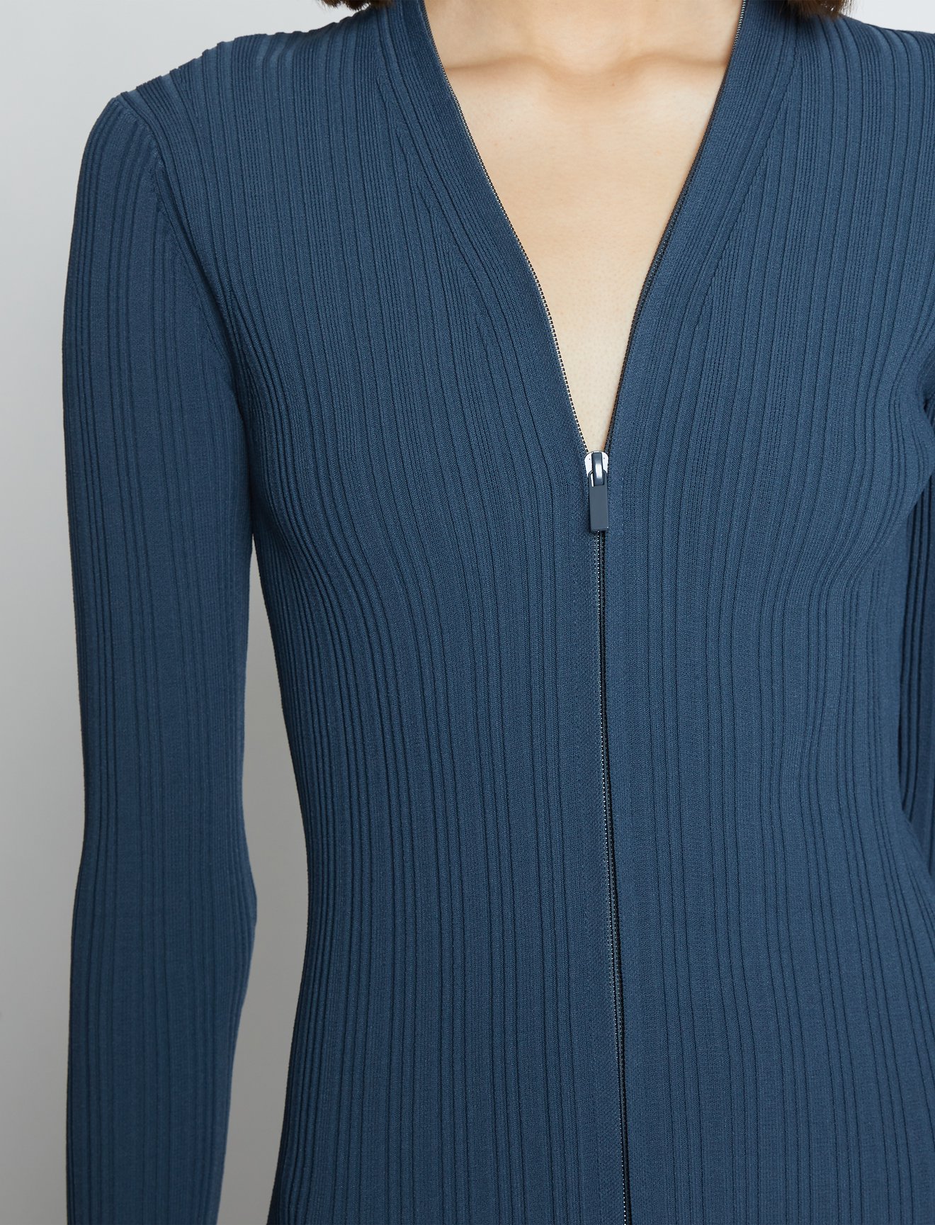 Rib Knit Zip Cardigan Dress #3