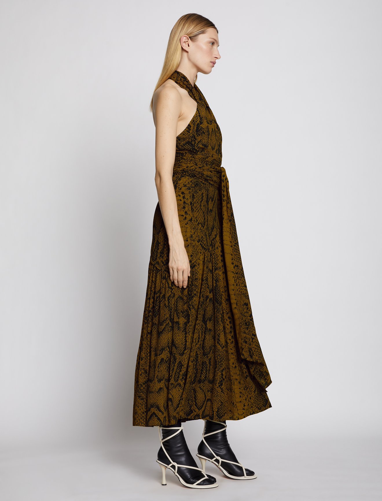Snakeprint Crepe Cross Front Dress #1